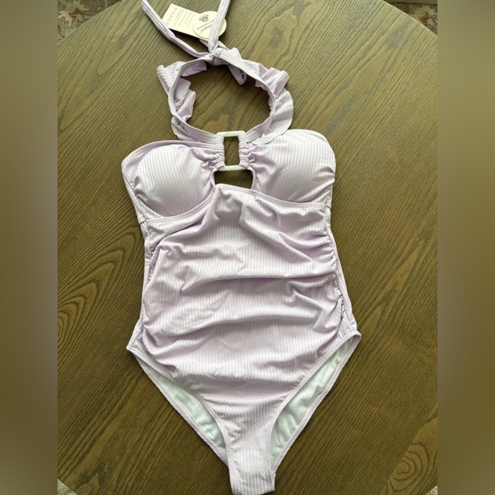 Lilac Halter One-Piece Swimsuit